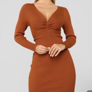 FASHIONNOVA Do Knot Let Me Go Sweater Dress! Dark Mustard